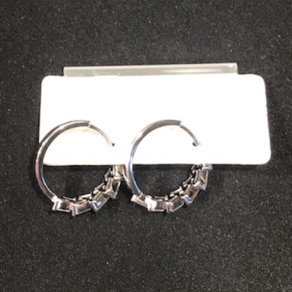 Cote d Argent Sterling Silver CZ Hoop Earrings - Picture 6 of 6